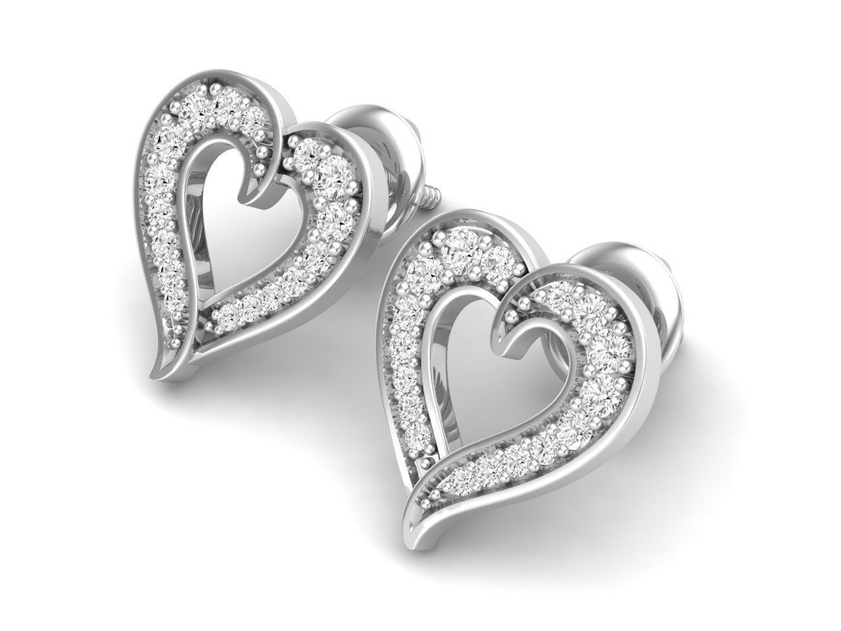 HFS-E057 (6) Sparkling Heart Stud Earrings with elegant heart design and sparkling stones, crafted from high-quality Silver 925.