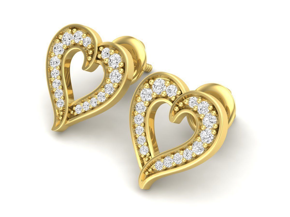 HFS-E057 (7) Sparkling Heart Stud Earrings with elegant heart design and sparkling stones, crafted from high-quality Silver 925.