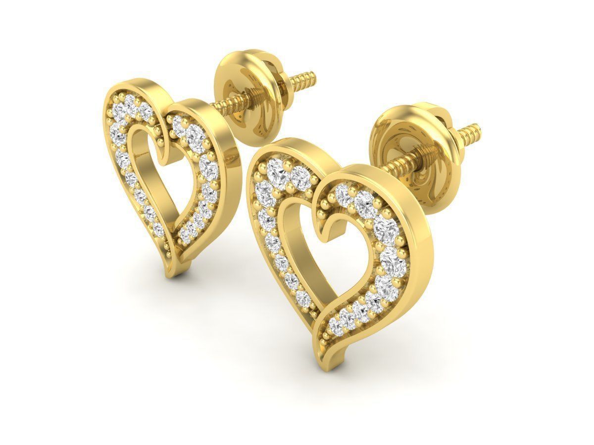 HFS-E057 (8) Sparkling Heart Stud Earrings with elegant heart design and sparkling stones, crafted from high-quality Silver 925.