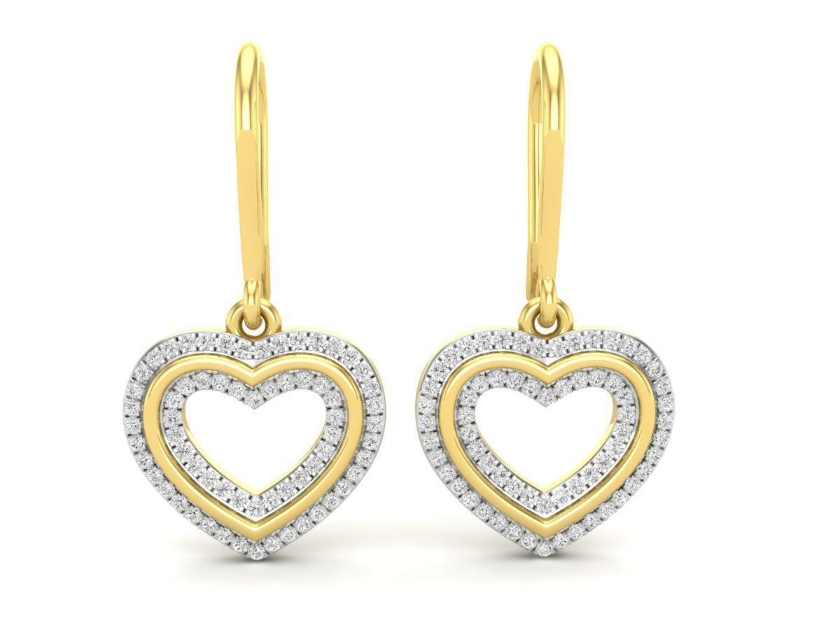 HFS-E058 (3) Silver heart-shaped earrings with shimmering stones