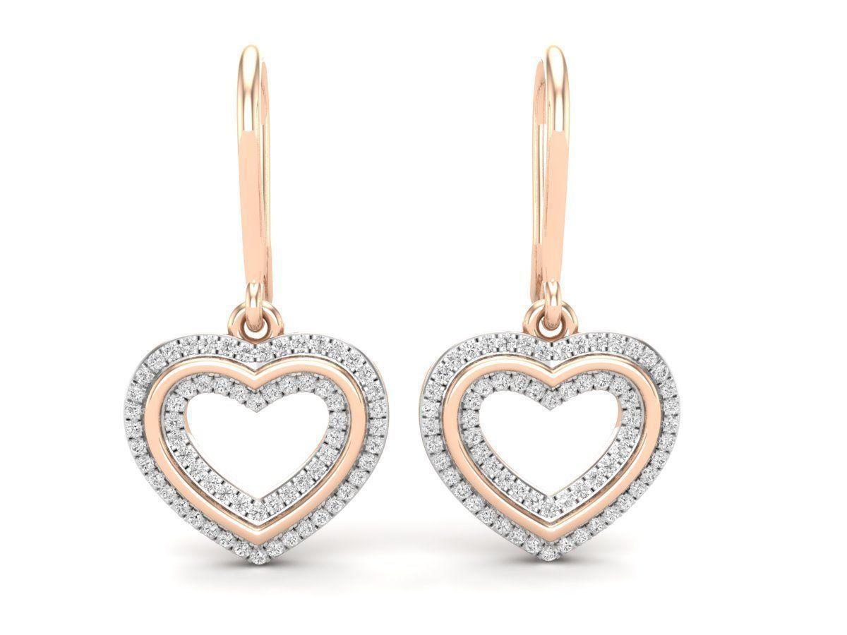 HFS-E058 (8) Silver heart-shaped earrings with shimmering stones