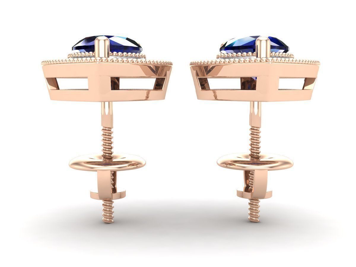 HFS-E059 (1) Blue Heart Stud Earrings with vibrant blue stones and high-quality Silver 925, offering elegant and timeless charm.