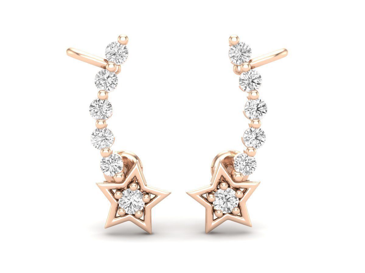 HFS-E060 (10) Silver stud earrings with dazzling stones and star-shaped accents.