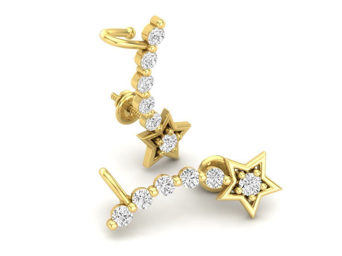 HFS-E060 (12) Silver stud earrings with dazzling stones and star-shaped accents.