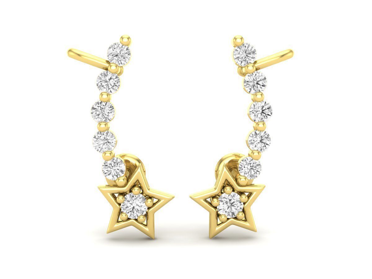 HFS-E060 (13) Silver stud earrings with dazzling stones and star-shaped accents.