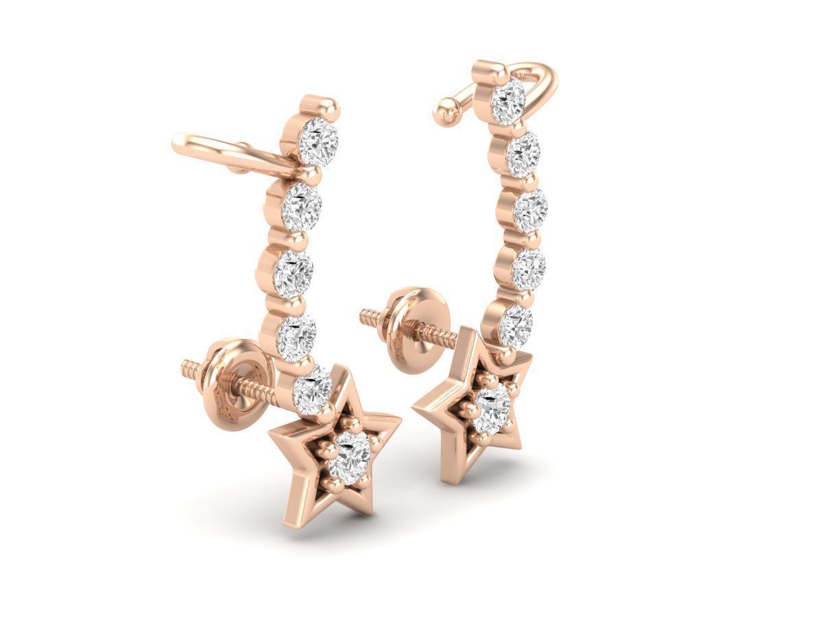 HFS-E060 (4) Silver stud earrings with dazzling stones and star-shaped accents.