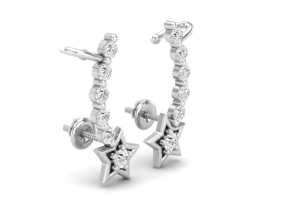 HFS-E060 (8) Silver stud earrings with dazzling stones and star-shaped accents.