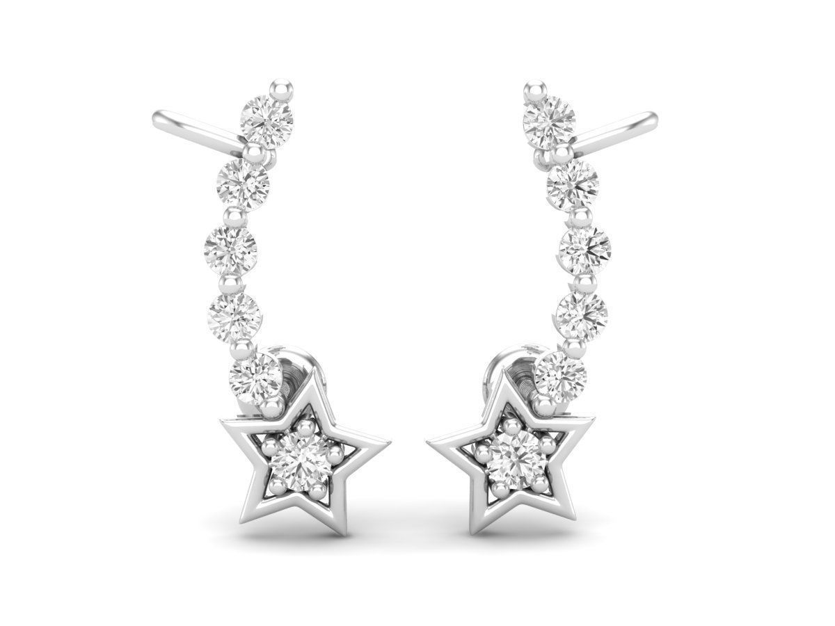 HFS-E060 (9) Silver stud earrings with dazzling stones and star-shaped accents.