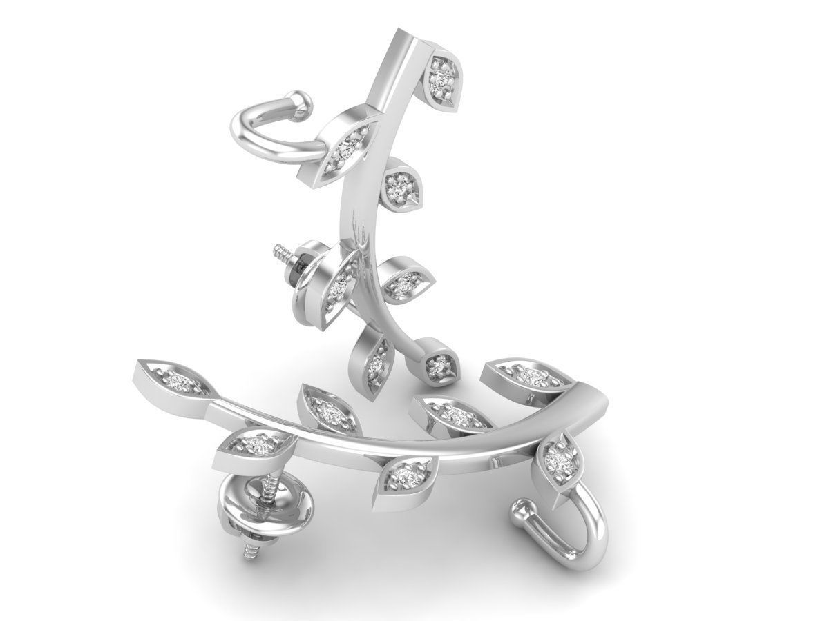 HFS-E061 (1) Radiant Leaf Sparkle Earrings in Silver 925 with elegant leaf motifs and shimmering stones