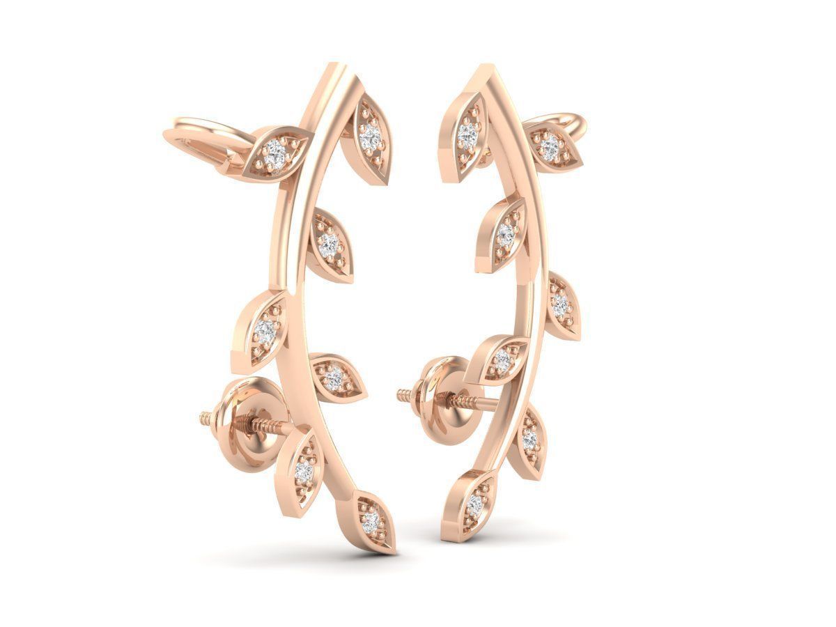 HFS-E061 (2) Radiant Leaf Sparkle Earrings in Silver 925 with elegant leaf motifs and shimmering stones