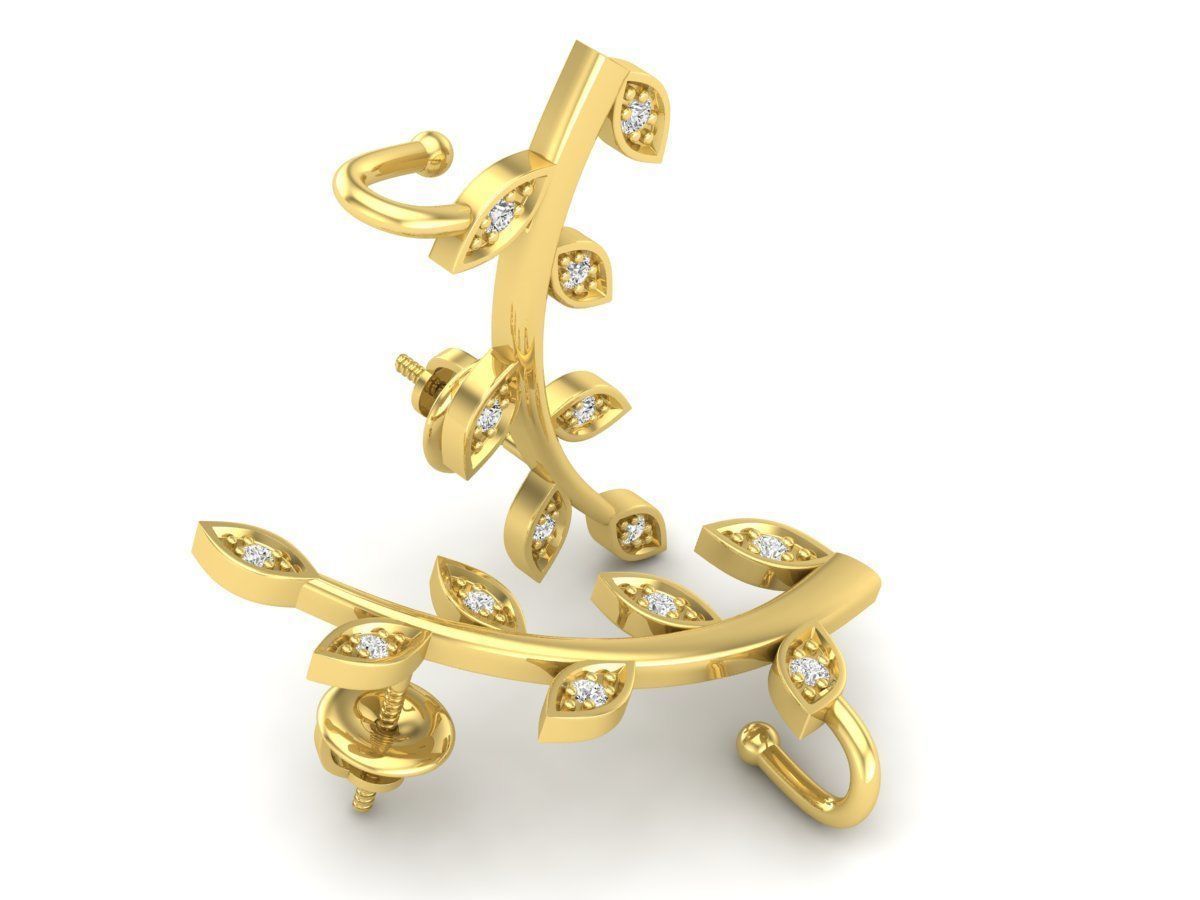 HFS-E061 (3) Radiant Leaf Sparkle Earrings in Silver 925 with elegant leaf motifs and shimmering stones