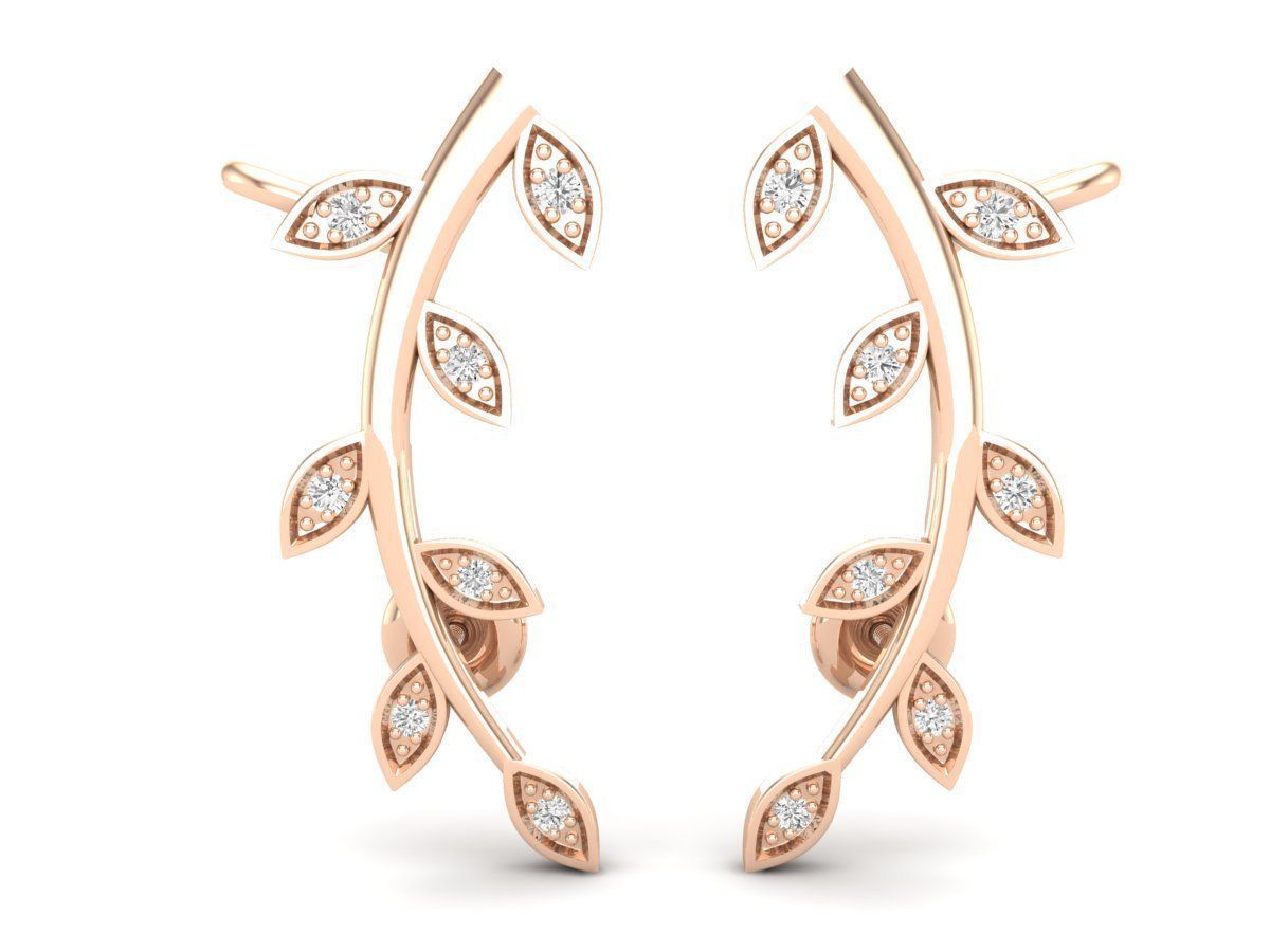 HFS-E061 (4) Radiant Leaf Sparkle Earrings in Silver 925 with elegant leaf motifs and shimmering stones