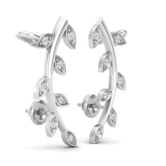 Radiant Leaf Sparkle Earrings in Silver 925 with elegant leaf motifs and shimmering stones