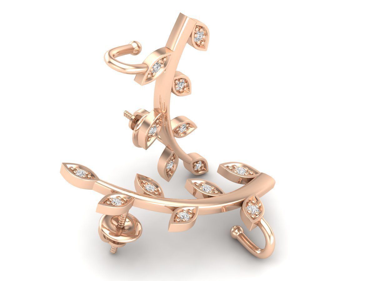 HFS-E061 (6) Radiant Leaf Sparkle Earrings in Silver 925 with elegant leaf motifs and shimmering stones