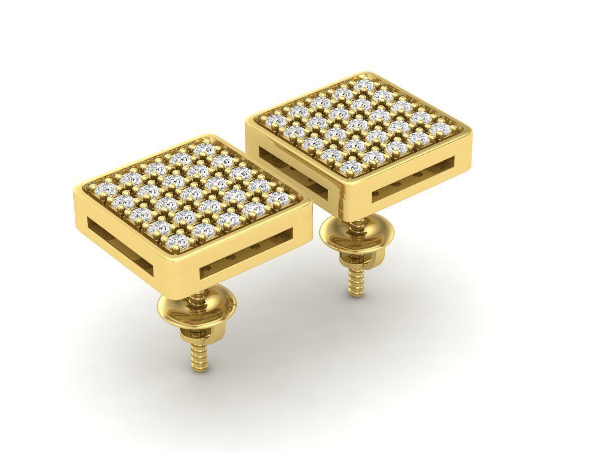 HFS-E062 (10) Luminous Square Silver Earrings in Silver 925 with high-polished finish and radiant design