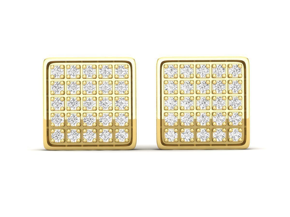 HFS-E062 (5) Luminous Square Silver Earrings in Silver 925 with high-polished finish and radiant design