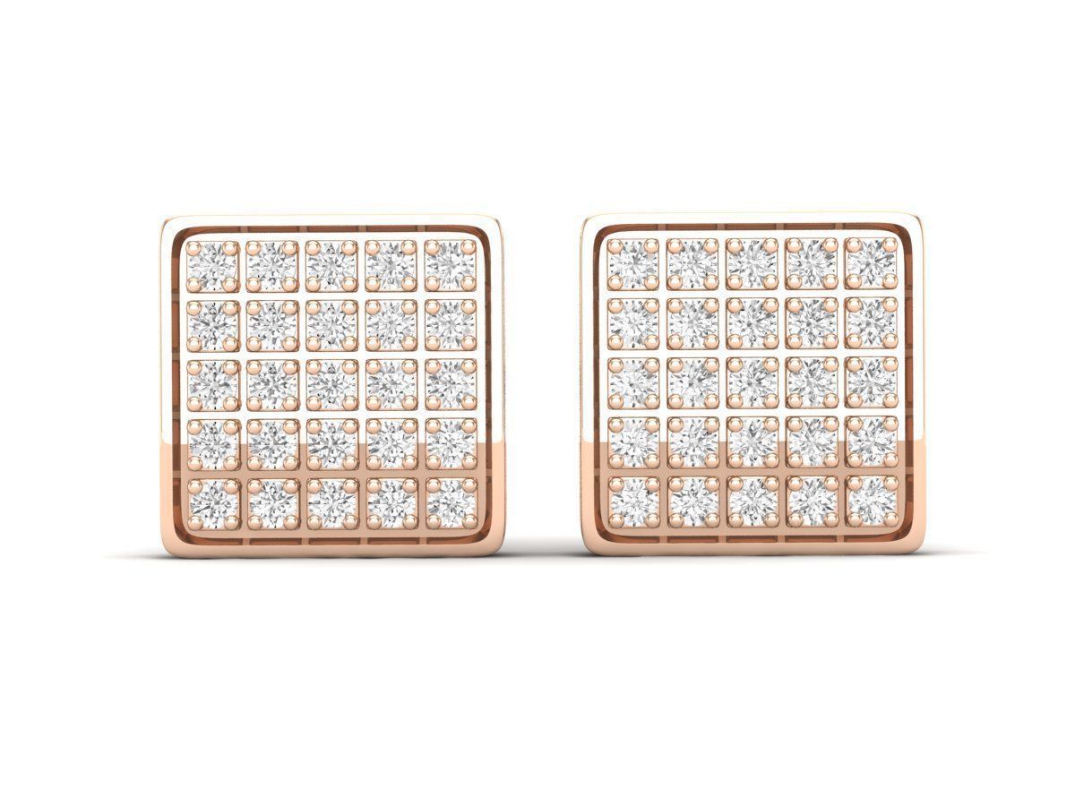 HFS-E062 (6) Luminous Square Silver Earrings in Silver 925 with high-polished finish and radiant design