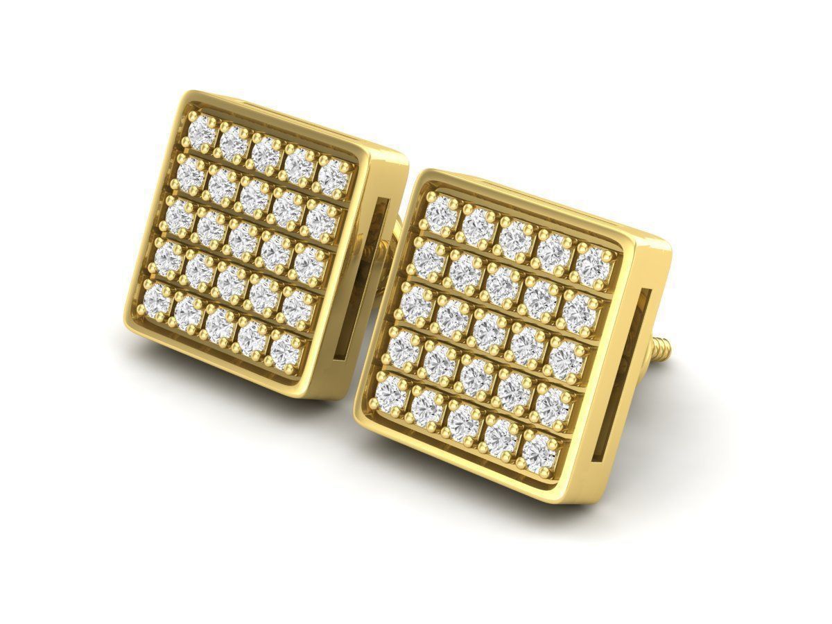 HFS-E062 (7) Luminous Square Silver Earrings in Silver 925 with high-polished finish and radiant design