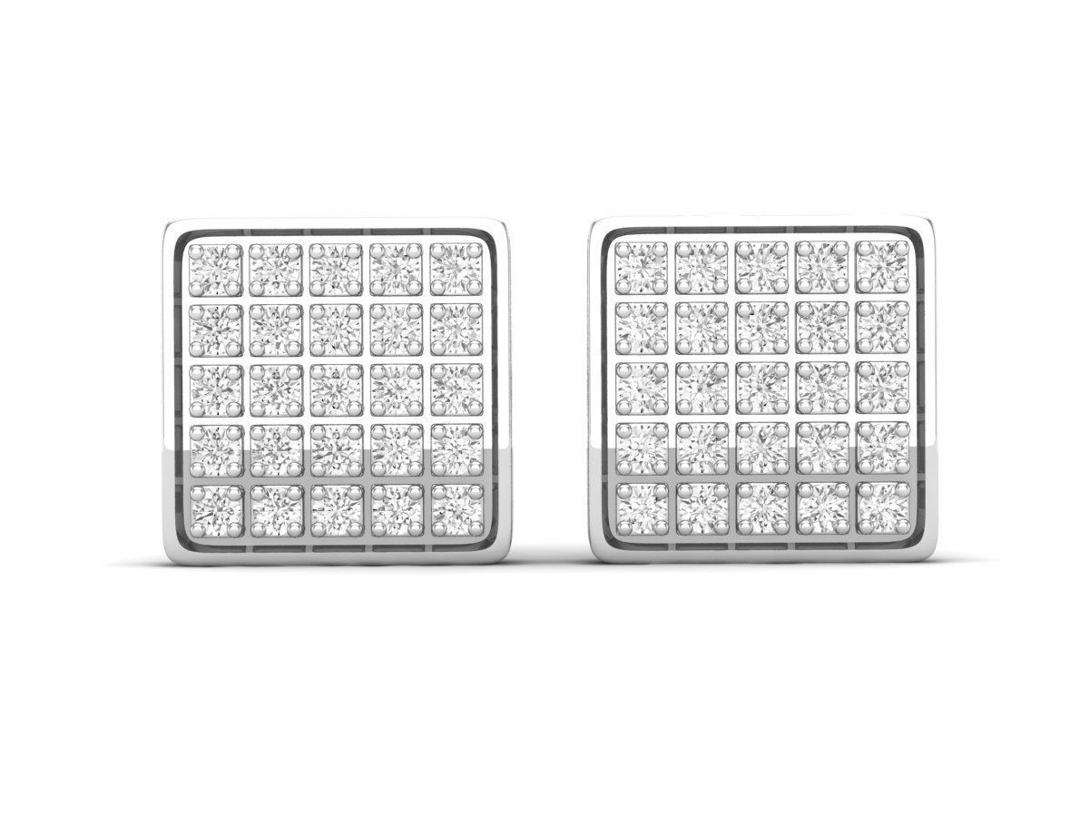 HFS-E062 (9) Luminous Square Silver Earrings in Silver 925 with high-polished finish and radiant design