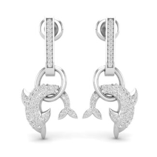 Sparkling Dolphin Stud Earrings in Silver 925 with dazzling stones and a playful dolphin design