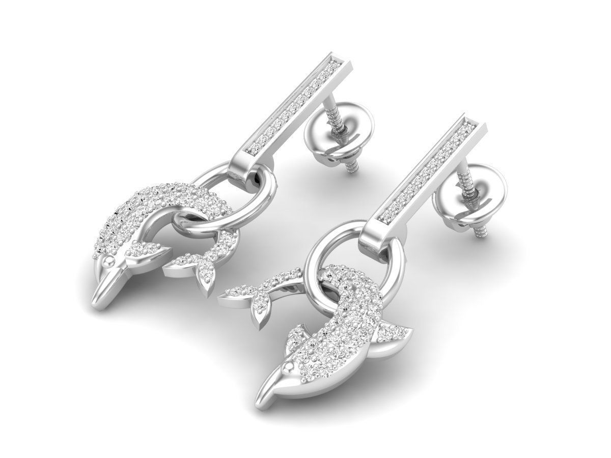 Sparkling Dolphin Stud Earrings in Silver 925 with dazzling stones and a playful dolphin design