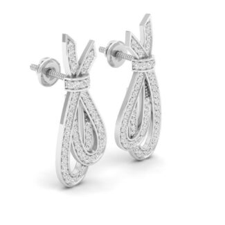 Radiant Knot Sparkle Earrings with intricate loops and shimmering stones in high-quality silver.
