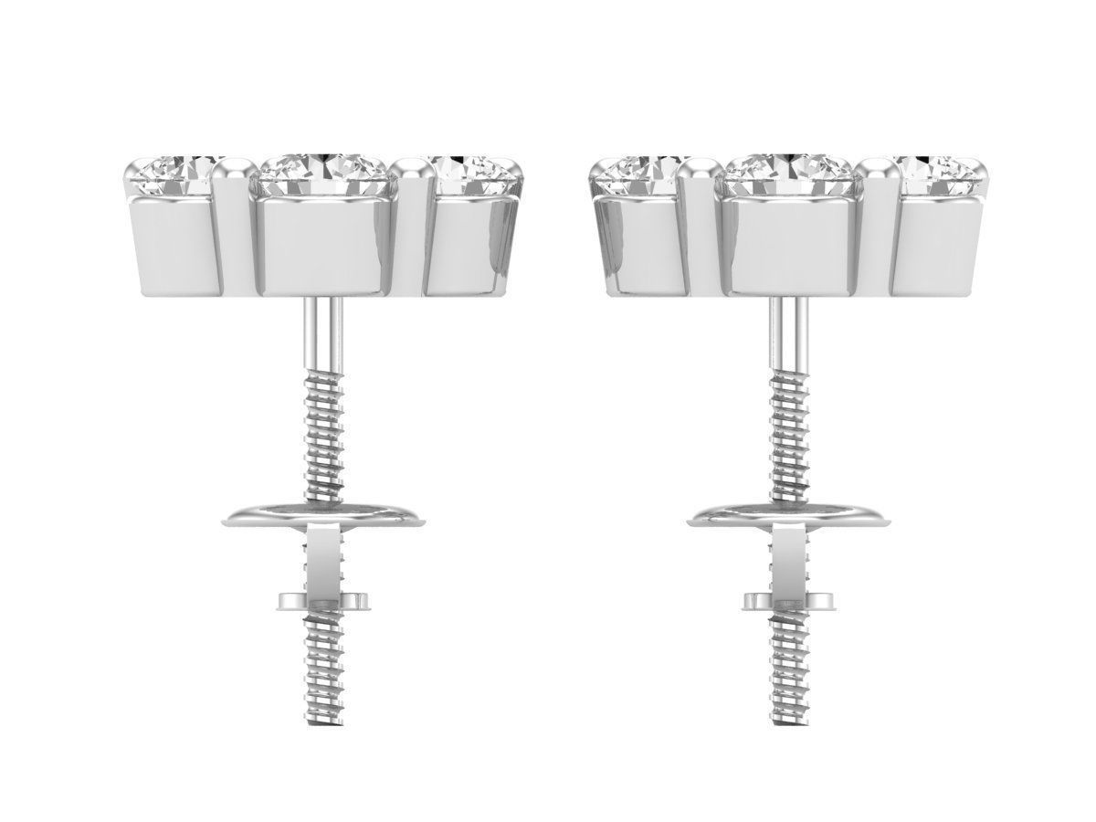 HFS-E065 (10) Elegant Tiny Flower Earrings in silver with delicate floral design