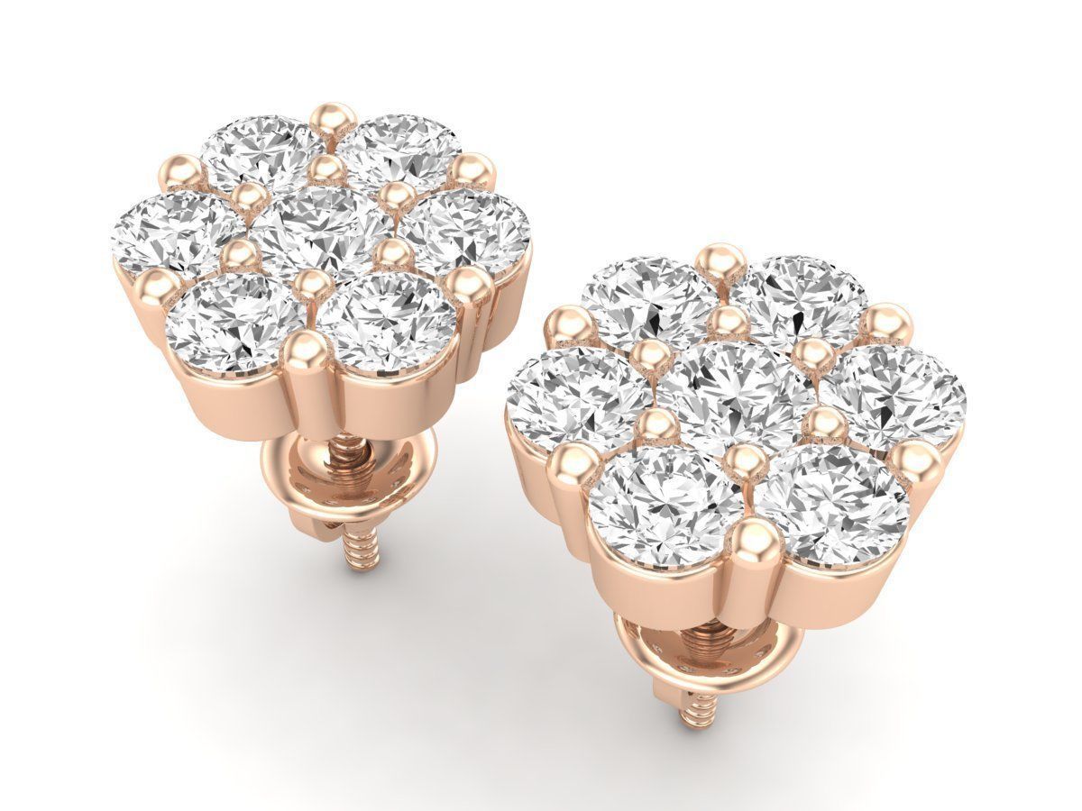 HFS-E065 (11) Elegant Tiny Flower Earrings in silver with delicate floral design