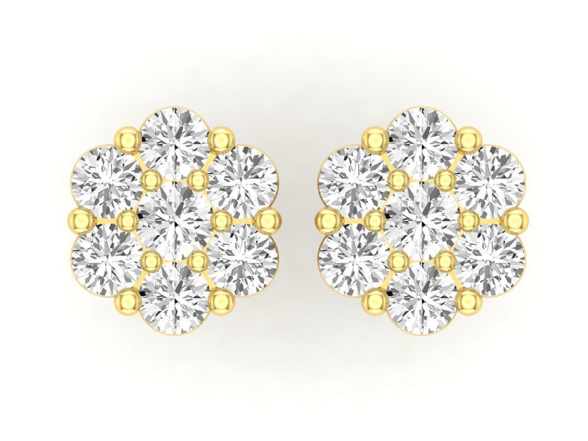 HFS-E065 (13) Elegant Tiny Flower Earrings in silver with delicate floral design