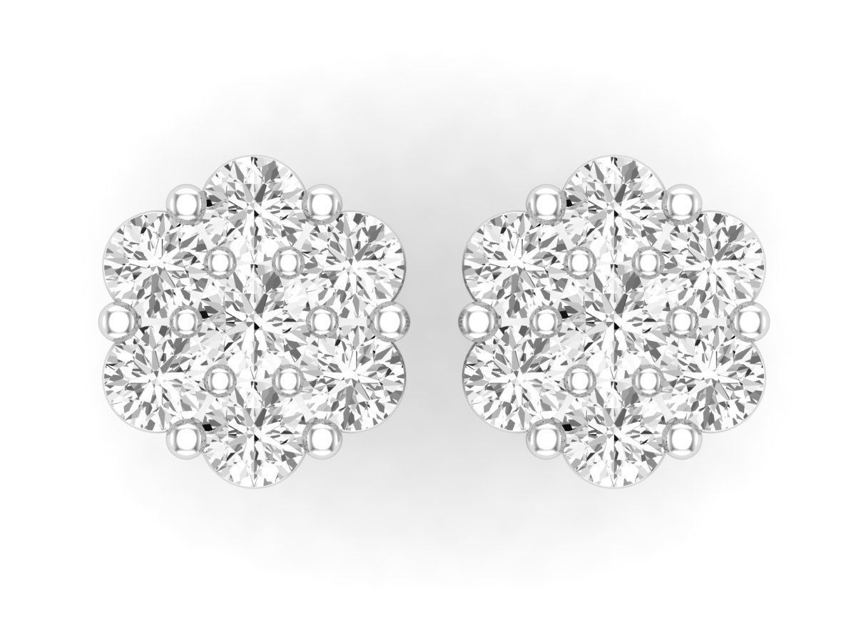 HFS-E065 (15) Elegant Tiny Flower Earrings in silver with delicate floral design