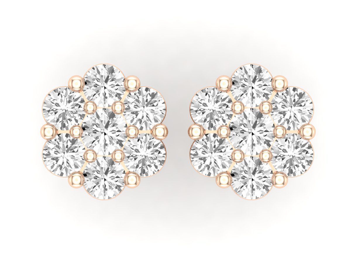 HFS-E065 (16) Elegant Tiny Flower Earrings in silver with delicate floral design