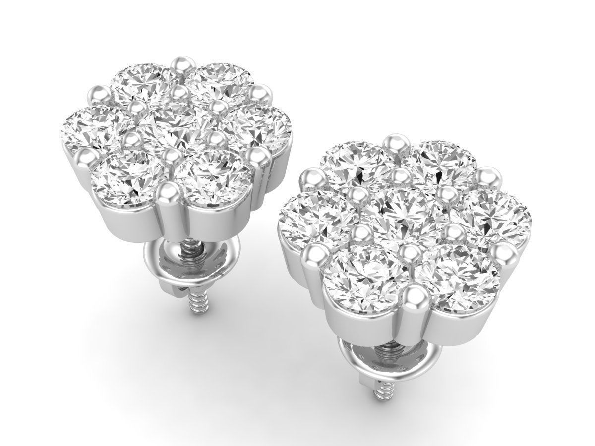 HFS-E065 (9) Elegant Tiny Flower Earrings in silver with delicate floral design