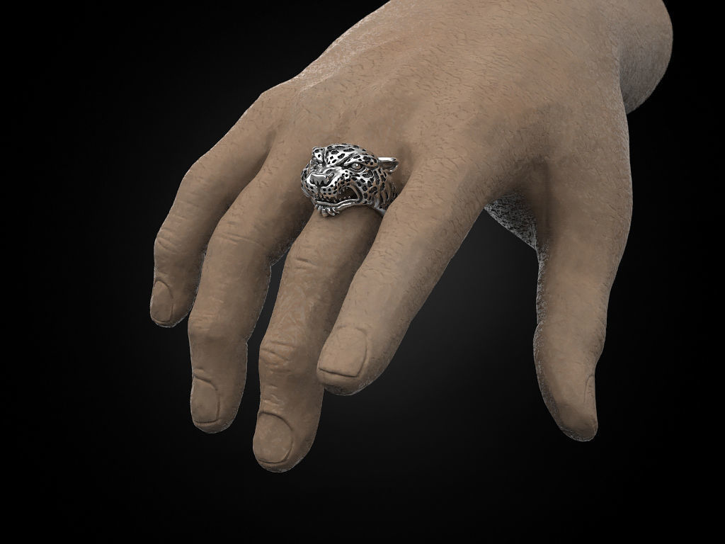 Leopard Majesty Silver Ring with intricate leopard design and high-polished finish