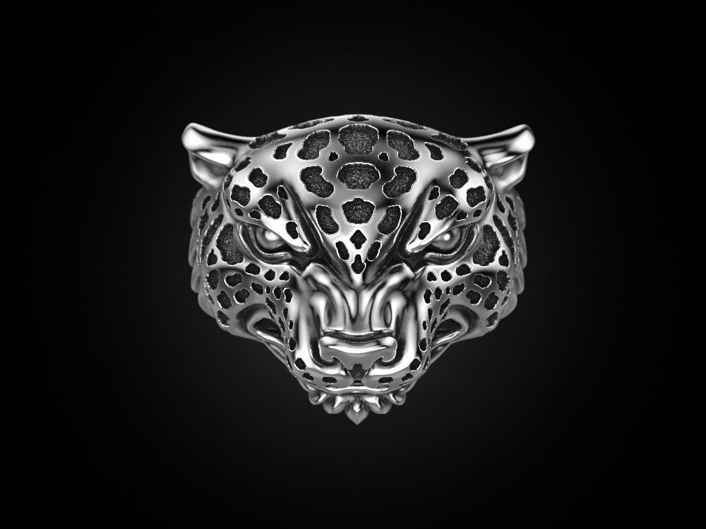 Leopard Majesty Silver Ring with intricate leopard design and high-polished finish