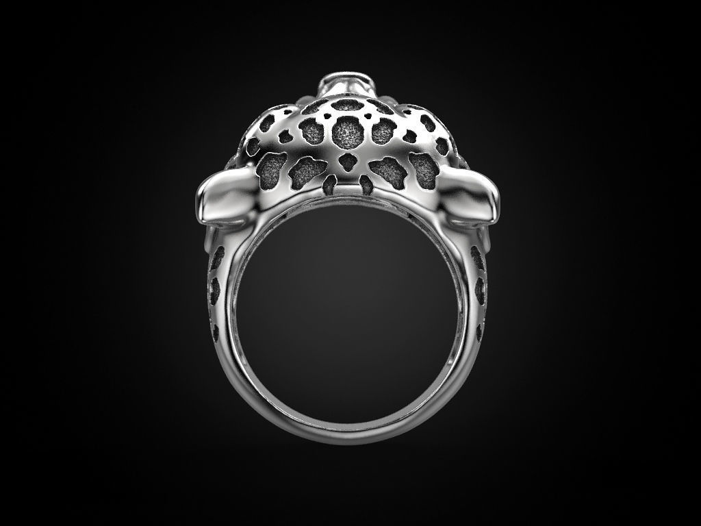 Leopard Majesty Silver Ring with intricate leopard design and high-polished finish