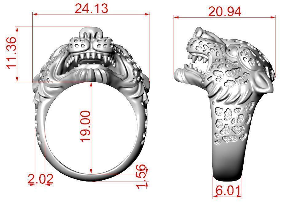 Leopard Majesty Silver Ring with intricate leopard design and high-polished finish
