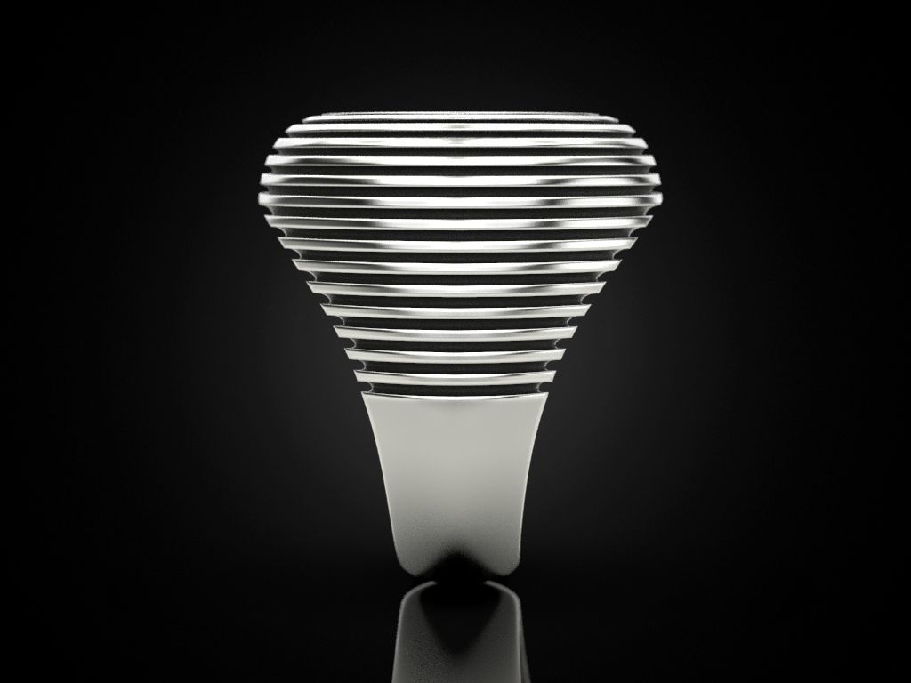 Silver ring with spiral black and white design