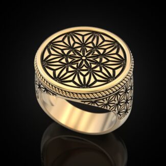 Intricate Geometric Silver Ring with detailed patterns, crafted from high-quality silver for a sophisticated look.