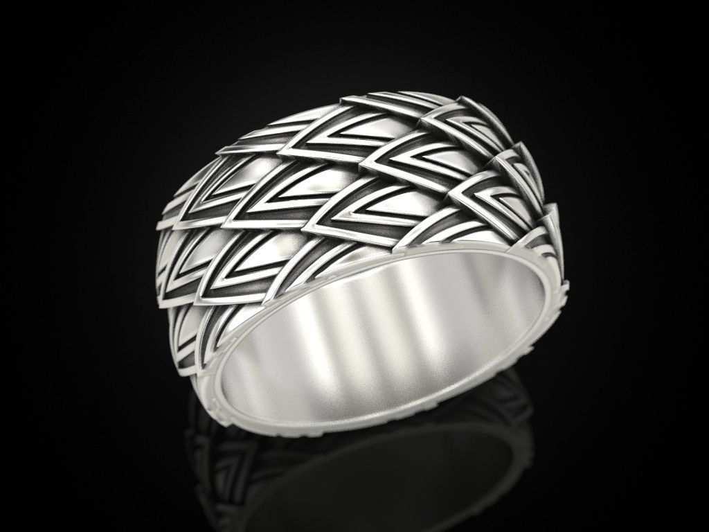 HFS-MR007 (10) Elegant Sophisticated Geometric Silver Ring with sleek, modern design crafted from high-quality Silver 925.