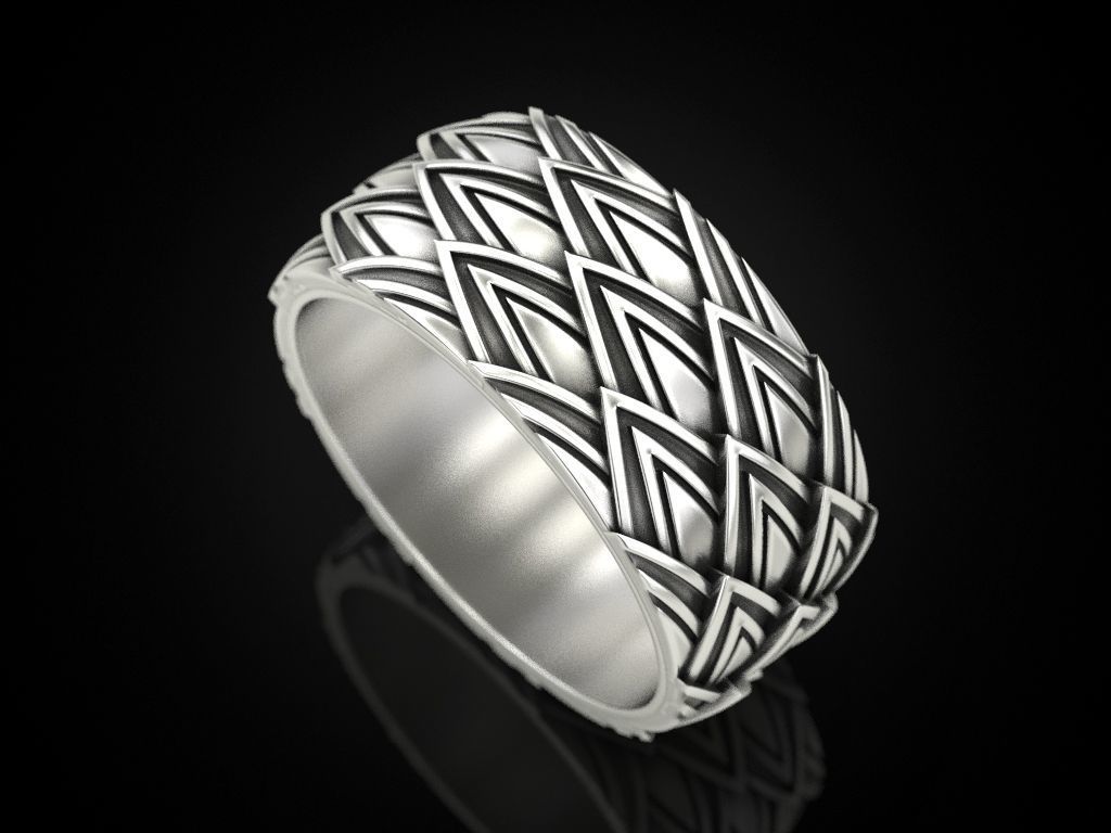 HFS-MR007 (3) Elegant Sophisticated Geometric Silver Ring with sleek, modern design crafted from high-quality Silver 925.