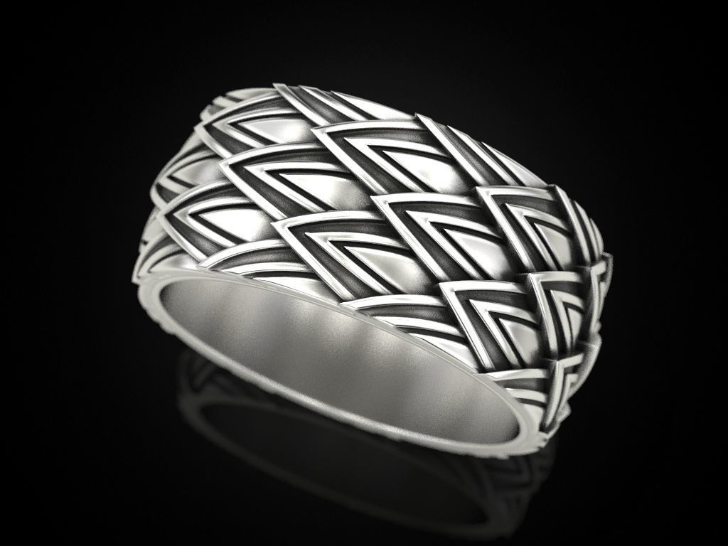 HFS-MR007 (6) Elegant Sophisticated Geometric Silver Ring with sleek, modern design crafted from high-quality Silver 925.