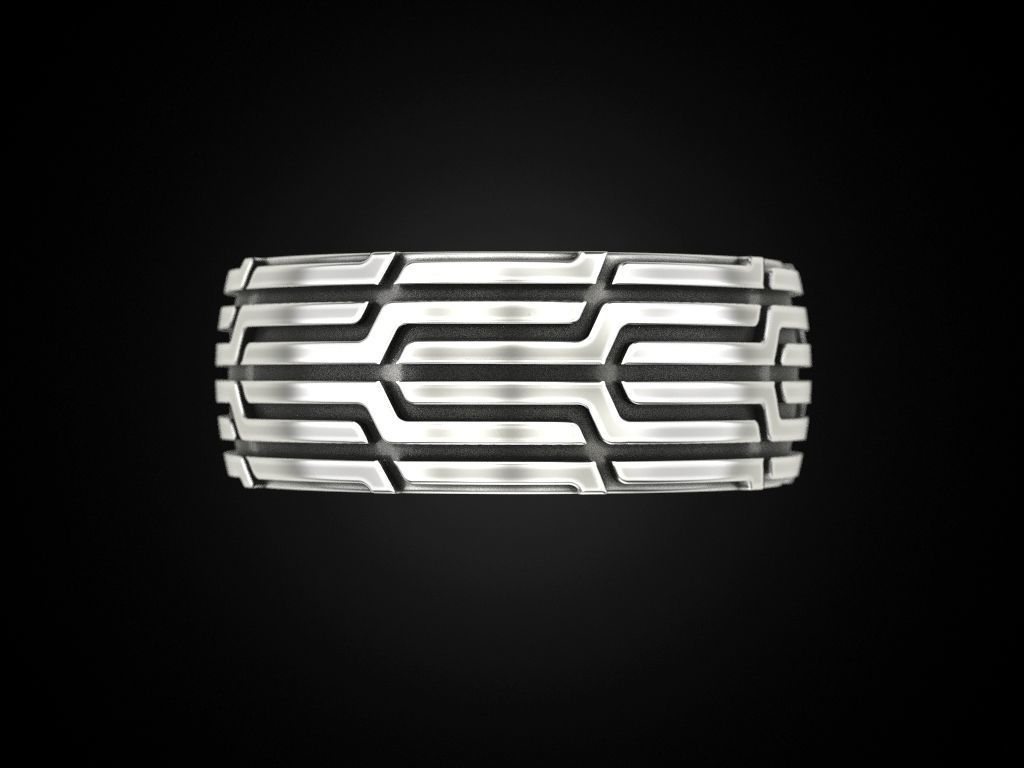 Geometric Maze Silver Ring with intricate maze design, crafted from high-quality Silver 925.