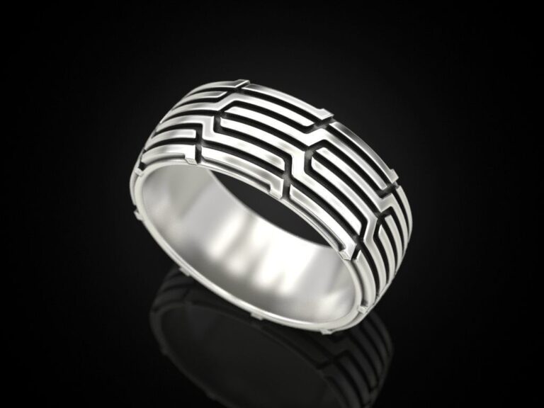 Geometric Maze Silver Ring with intricate maze design, crafted from high-quality Silver 925.