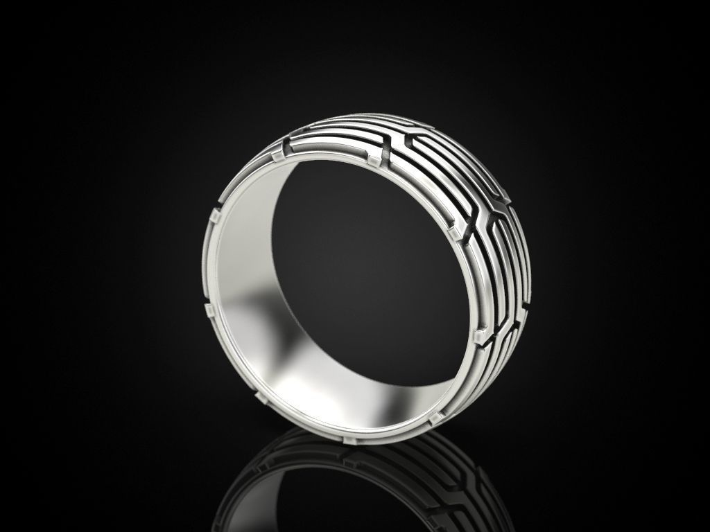 Geometric Maze Silver Ring with intricate maze design, crafted from high-quality Silver 925.