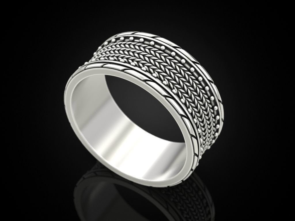 Elegant Textured Silver Ring with intricate detailing
