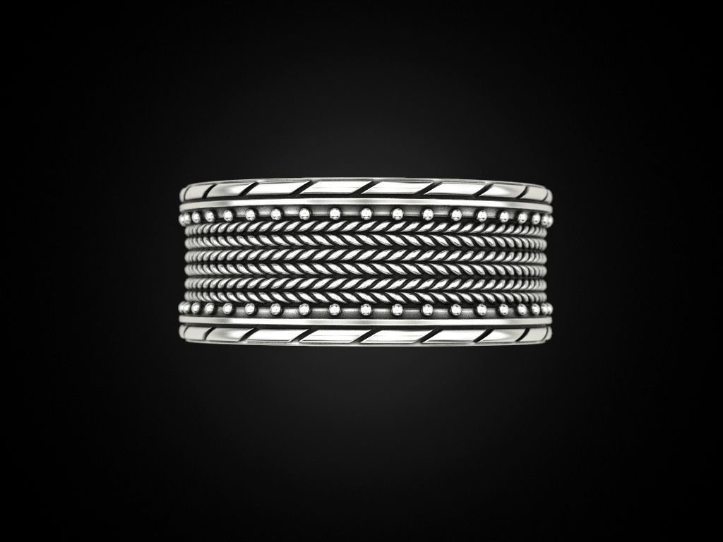 Elegant Textured Silver Ring with intricate detailing