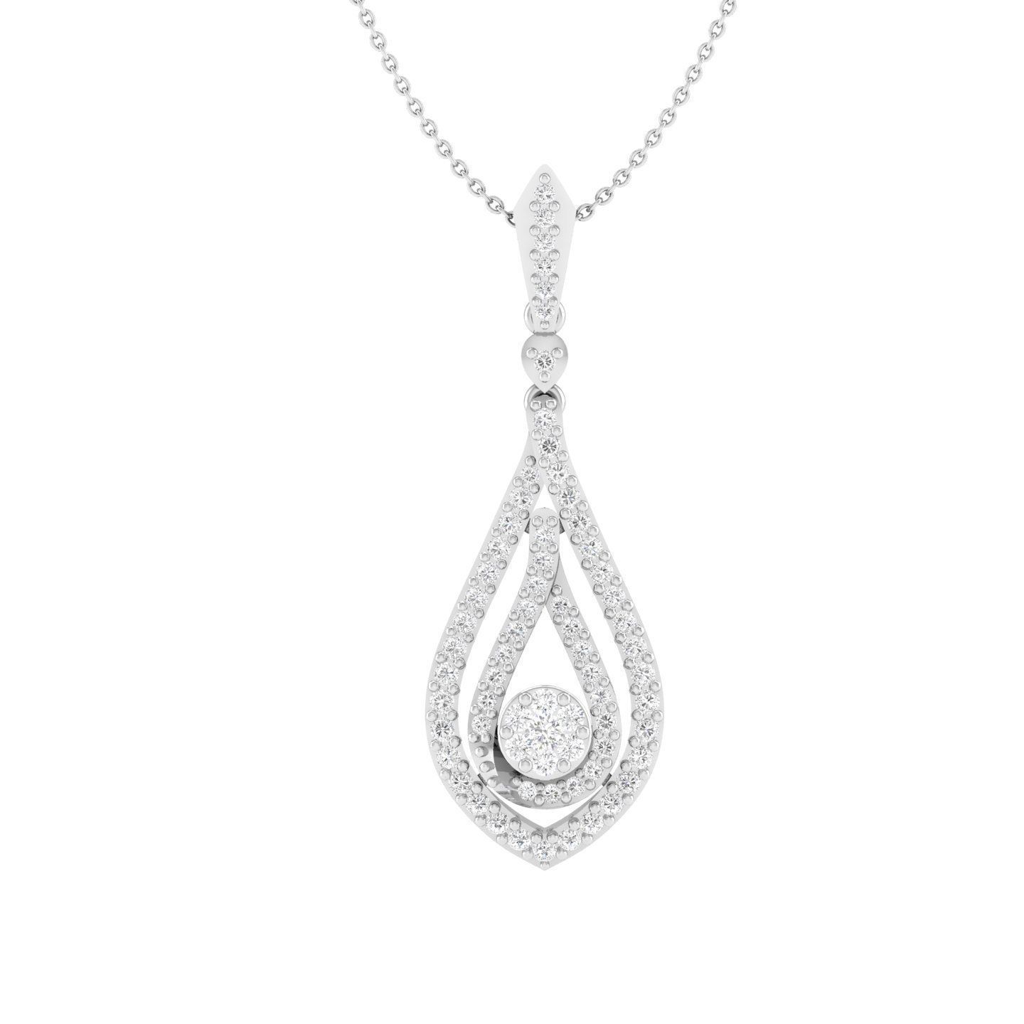 Glittering Dewdrop Silver Necklace with shimmering gems