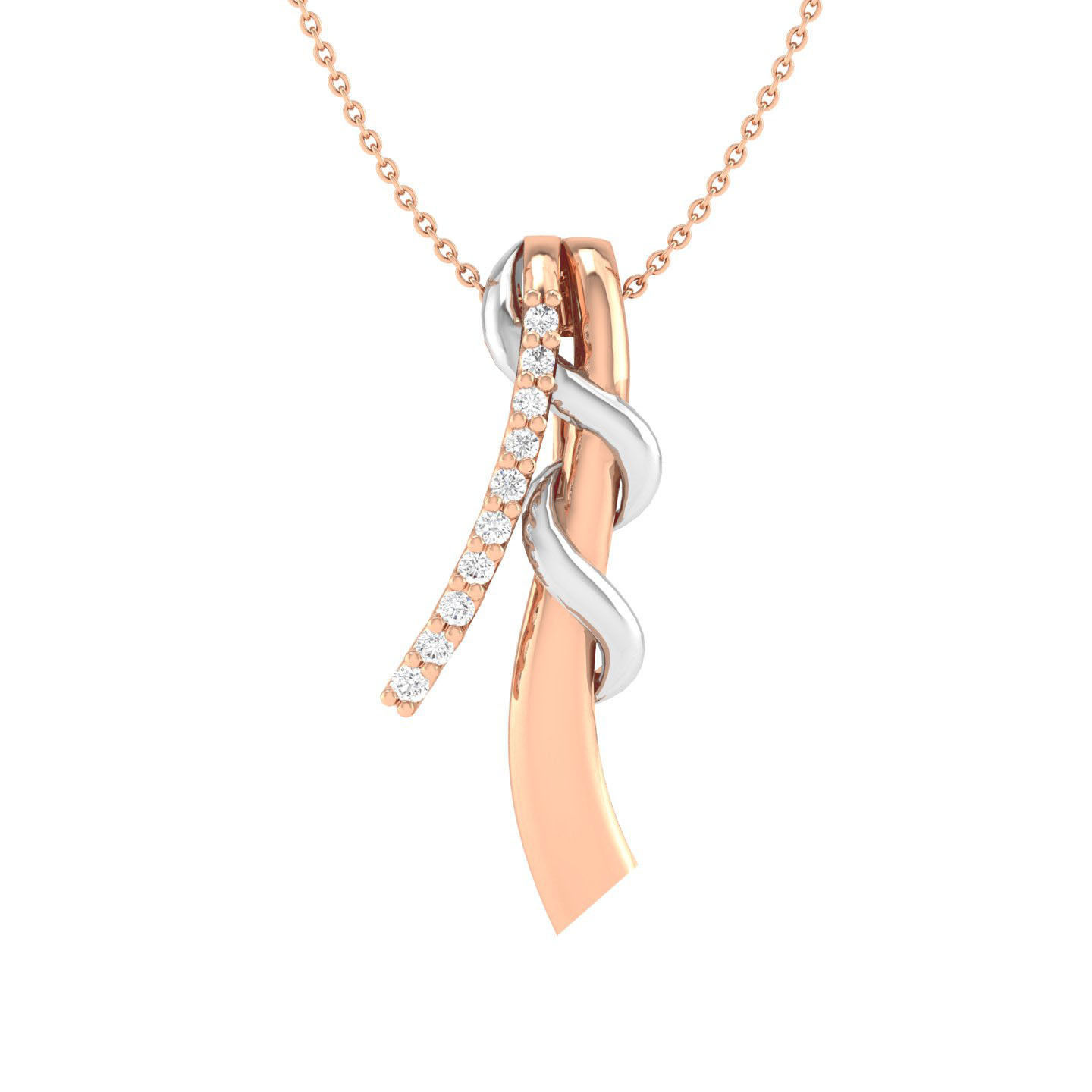 HFS-N010 (7) Infinity Ribbon Silver Necklace with a sleek ribbon design, offering a touch of elegance.