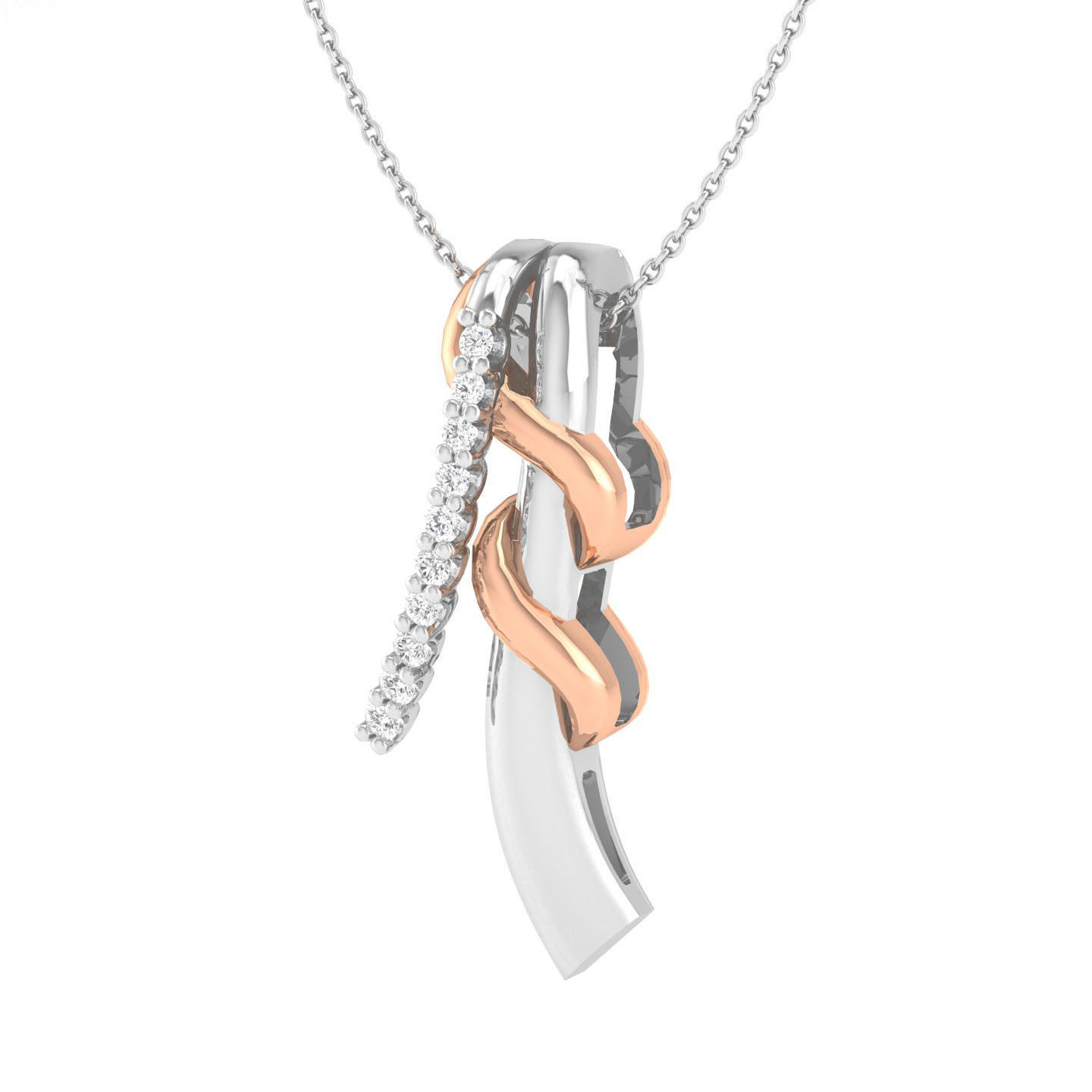 HFS-N010 (9) Infinity Ribbon Silver Necklace with a sleek ribbon design, offering a touch of elegance.