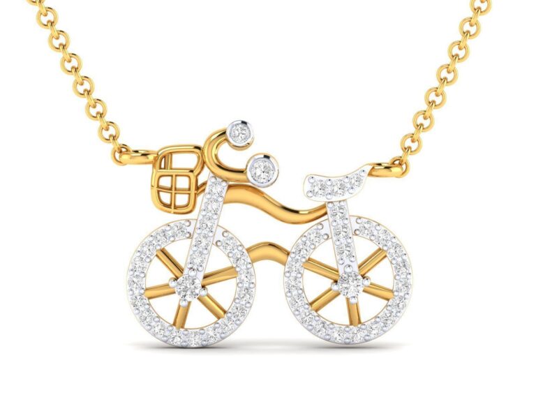 Silver Sparkling Bicycle Necklace featuring a sparkling bicycle charm design.